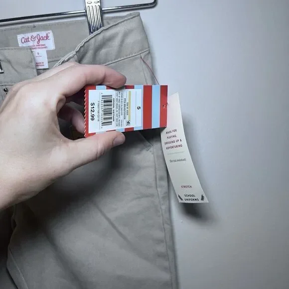 Cat & Jack - Girls' Bootcut Twill‎ School Uniform Chino Pants - Oyster - Size 5 - Picture 4 of 12